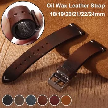 20/21/22mm Vintage Oil Wax Leather Watch Band Strap